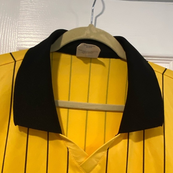 Score Size Adult Medium Yellow Black Stripe Short Sleeve Soccer Referee Jersey - Picture 2 of 11